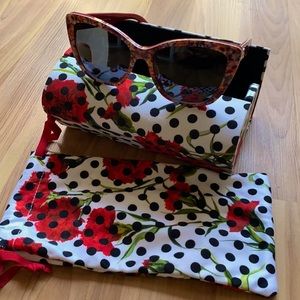 Dolce and Gabanna Floral Sunglasses Red